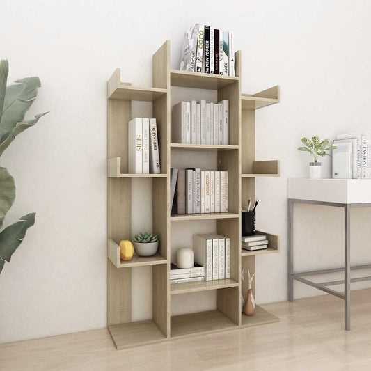 808903 vidaXL Book Cabinet Sonoma Oak 86x25,5x140 cm Engineered Wood
