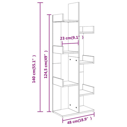808913 vidaXL Book Cabinet Concrete Grey 48x25,5x140 cm Engineered Wood
