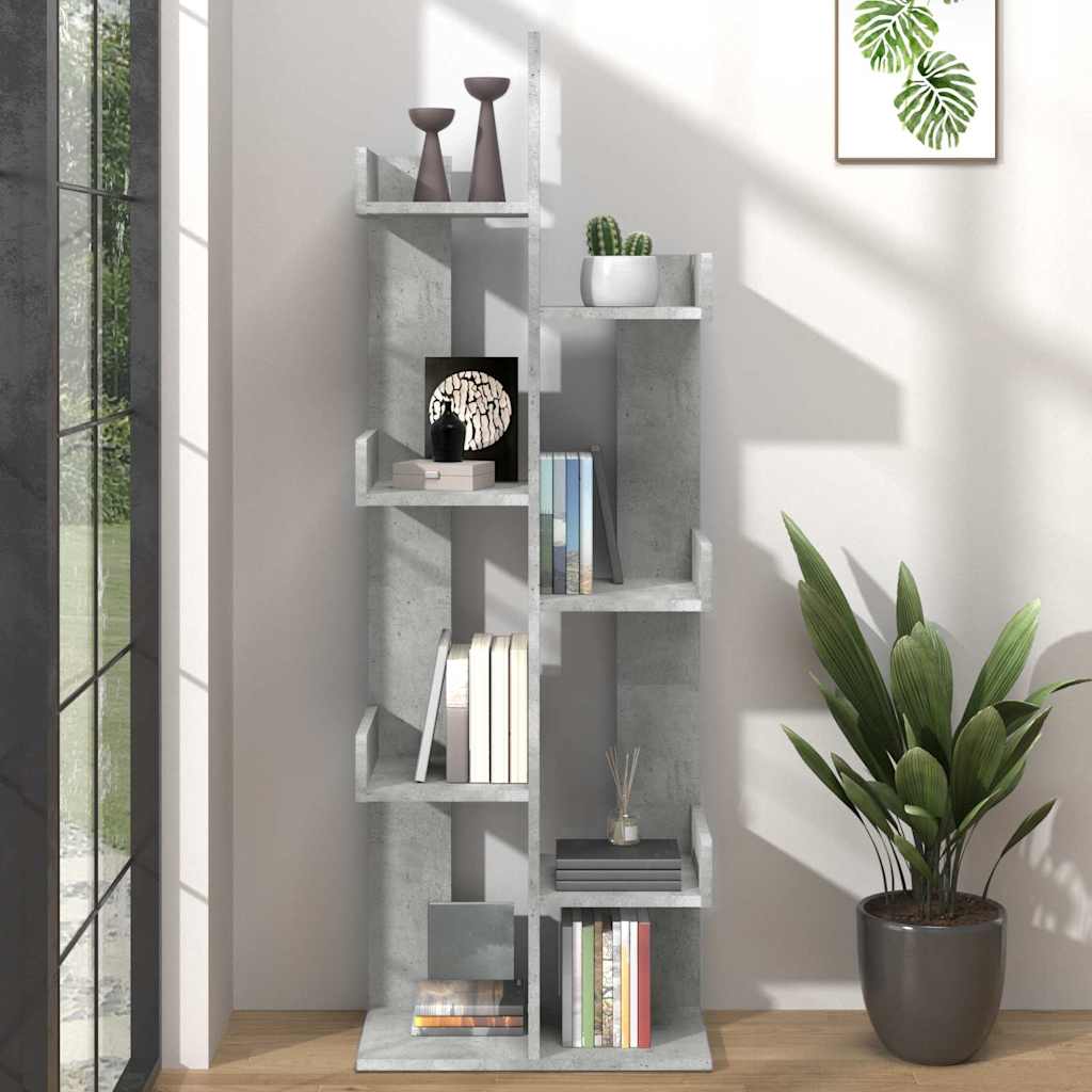 808913 vidaXL Book Cabinet Concrete Grey 48x25,5x140 cm Engineered Wood