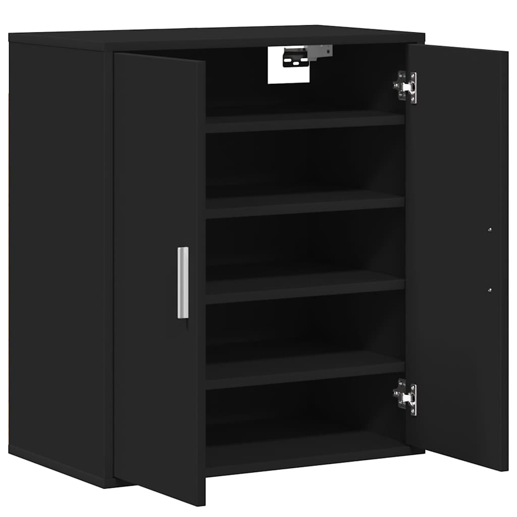 808919 vidaXL Shoe Cabinet Black 60x35x70 cm Engineered Wood