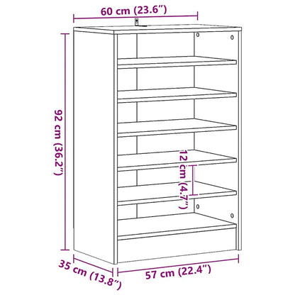 808948 vidaXL Shoe Cabinet Sonoma Oak 60x35x92 cm Engineered Wood