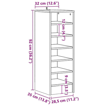 Shoe cabinets 31.5 x 35 x 90 cm White 6 compartments