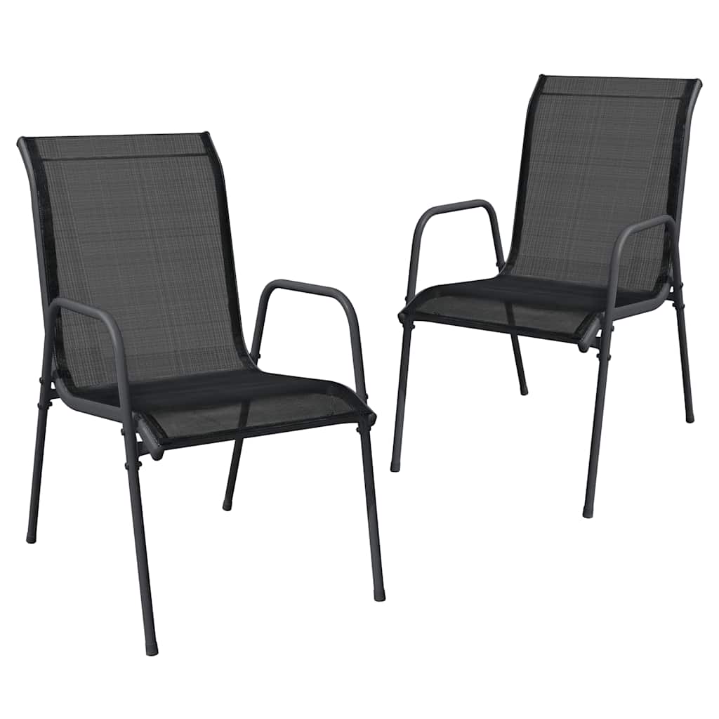 Garden Chair | Set of 2 | Black and anthracite | Steel and Textilene
