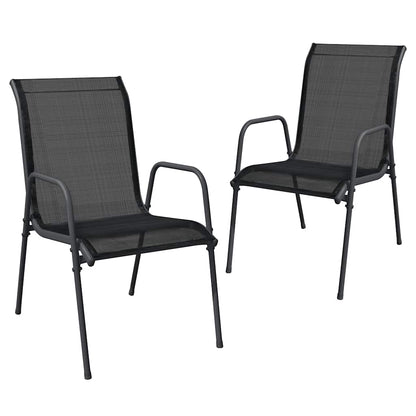 Garden Chair | Set of 2 | Black and anthracite | Steel and Textilene