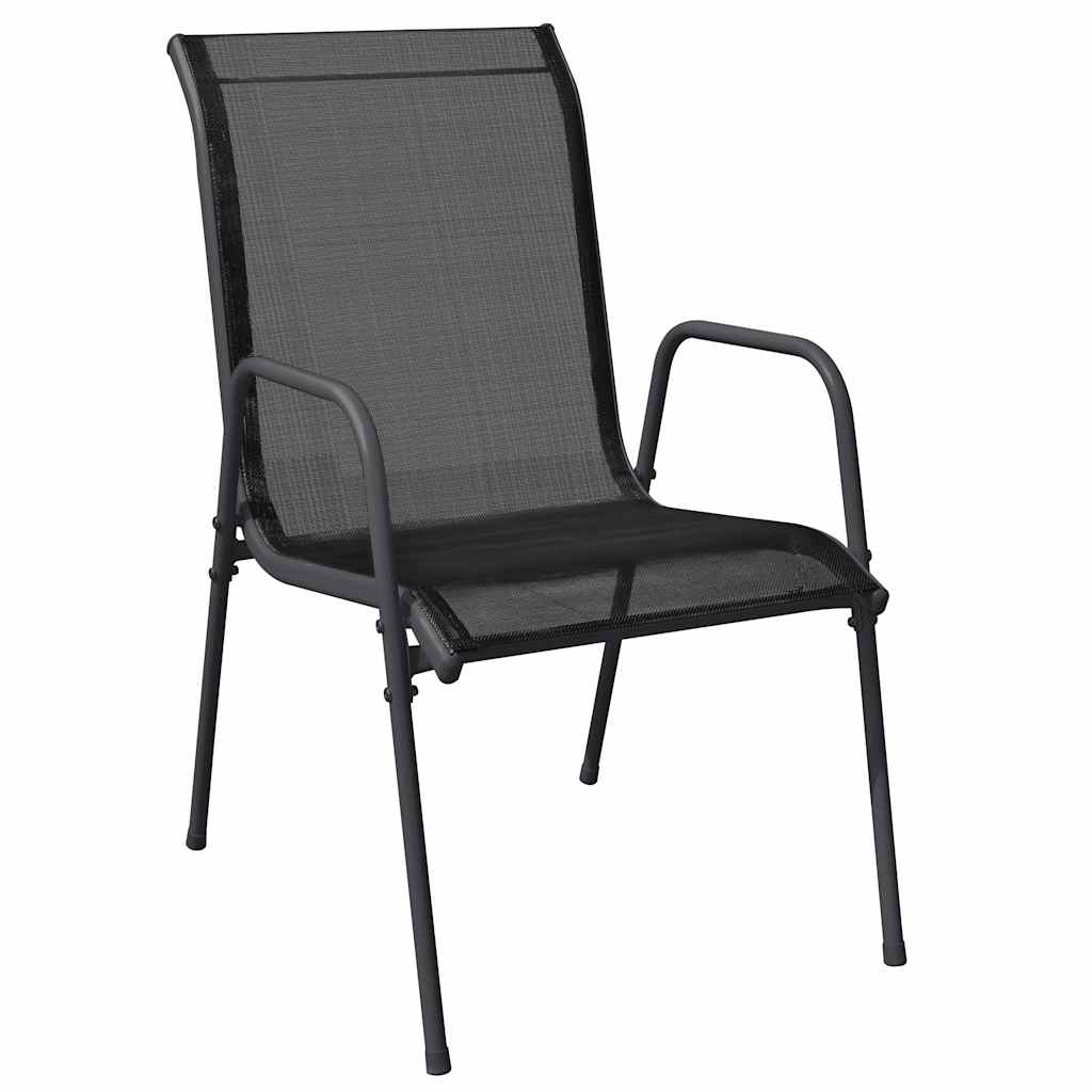 Garden Chair | Set of 2 | Black and anthracite | Steel and Textilene