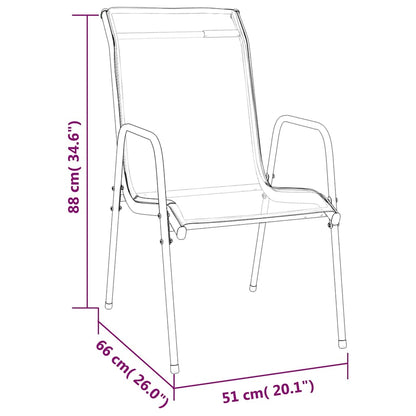Garden Chair | Set of 2 | Black and anthracite | Steel and Textilene