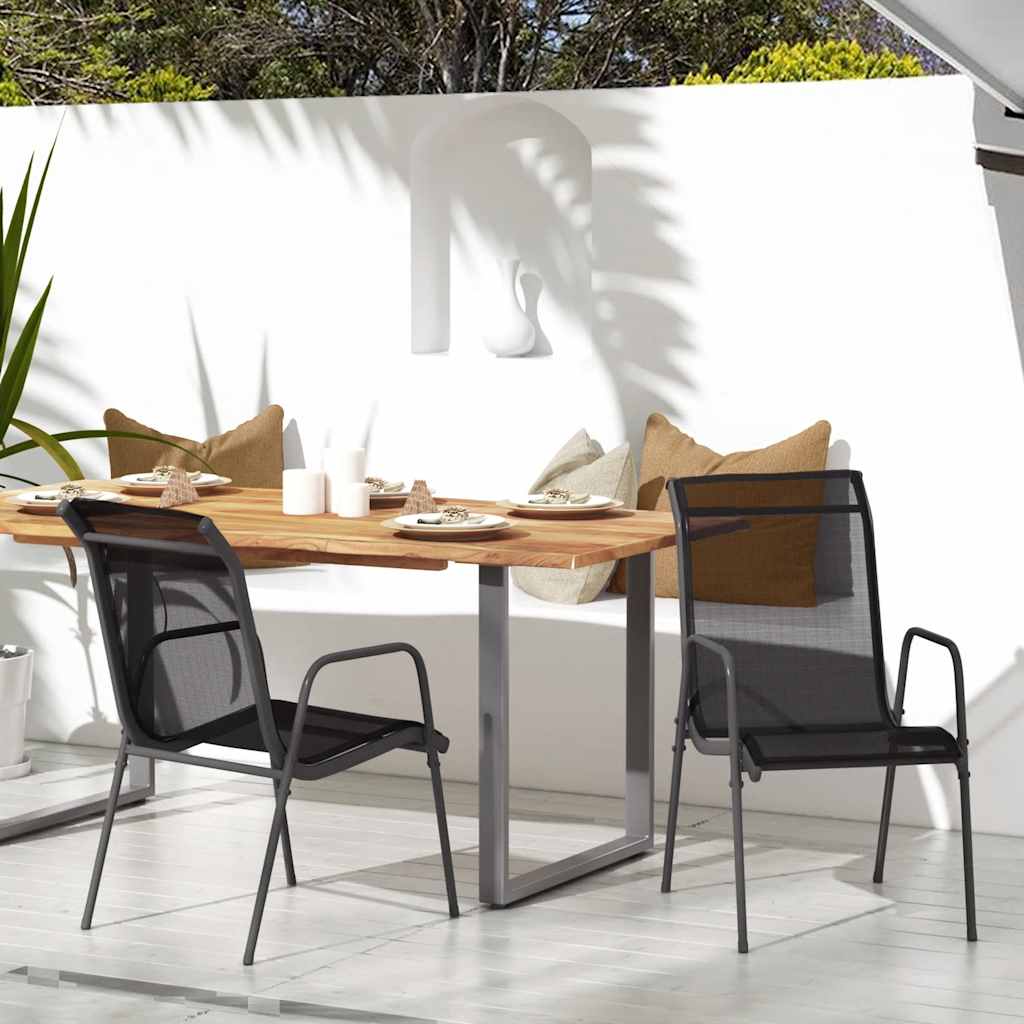 Garden Chair | Set of 2 | Black and anthracite | Steel and Textilene