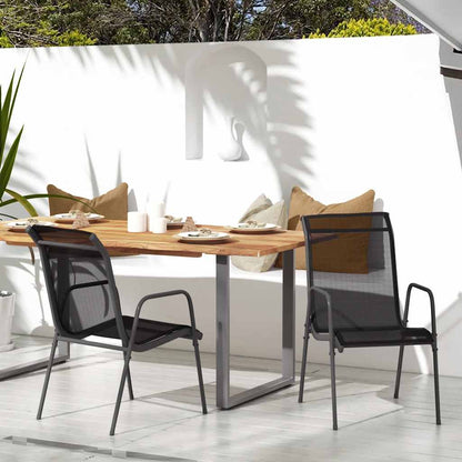 Garden Chair | Set of 2 | Black and anthracite | Steel and Textilene