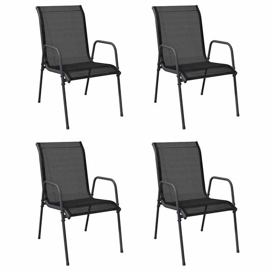 Garden Chair | Set of 4 | Black and Anthracite | Steel | Standard