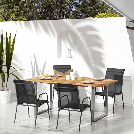 Garden Chair | Set of 4 | Black and Anthracite | Steel | Standard