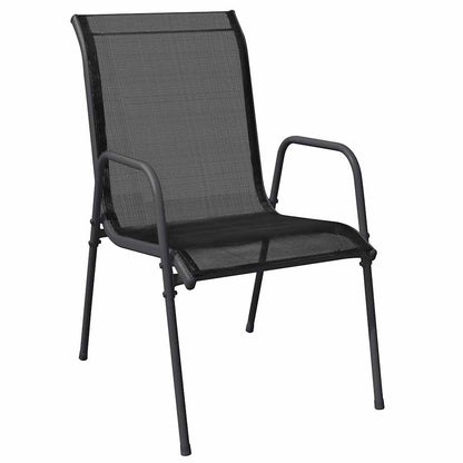 Garden Chair | Set of 6 | Black and anthracite | Steel, Textilene | Large