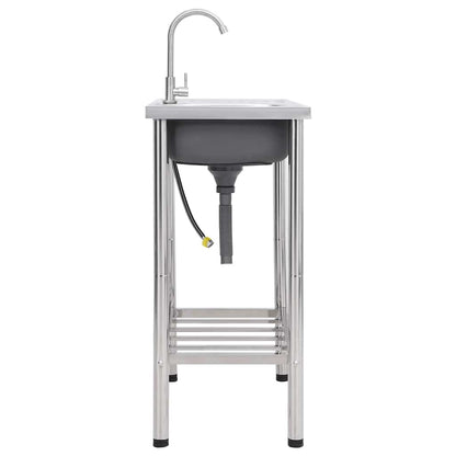 Camping Sink Single Basin with Tap Stainless Steel