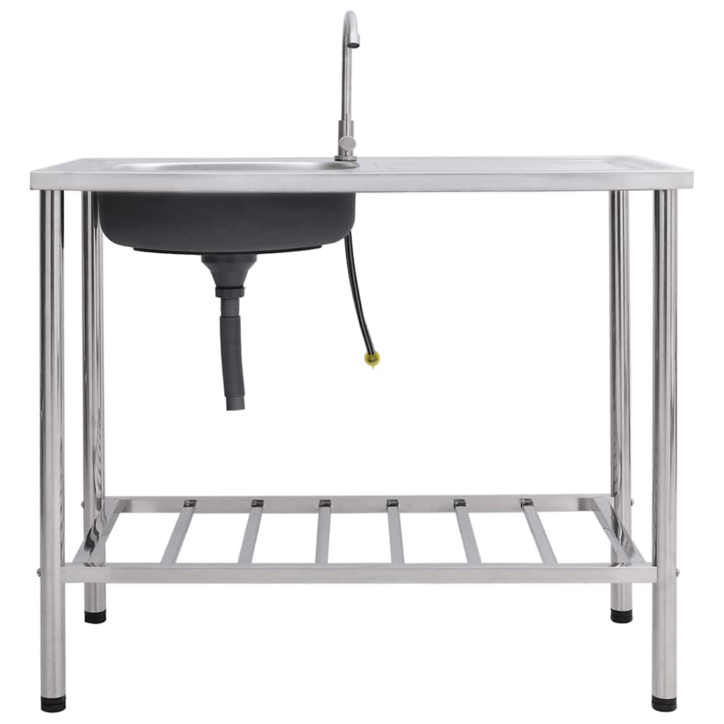 Camping Sink Single Basin with Tap Stainless Steel