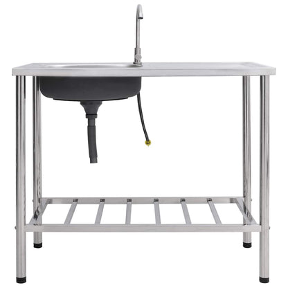 Camping Sink Single Basin with Tap Stainless Steel