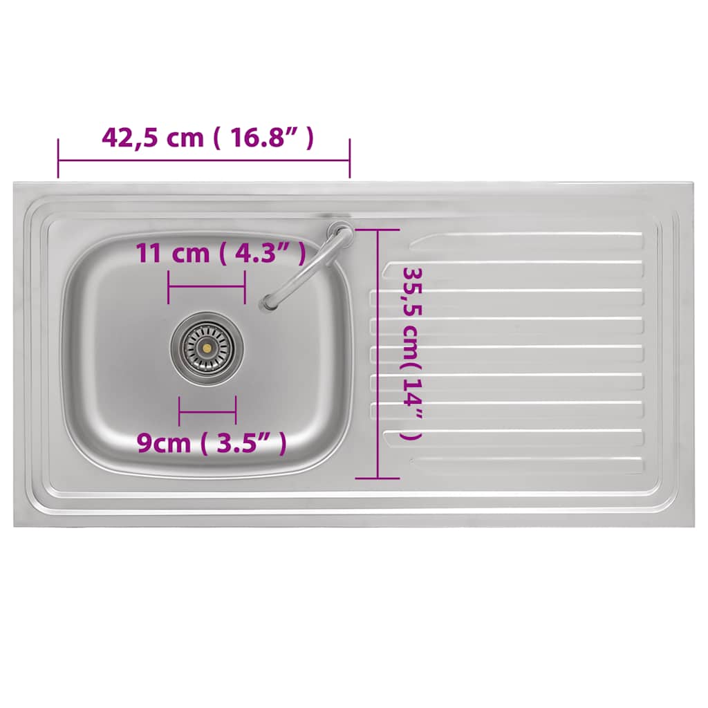 Camping Sink Single Basin with Tap Stainless Steel