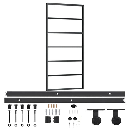 Sliding Door with Hardware Set ESG Glass&Aluminium 90x205 cm