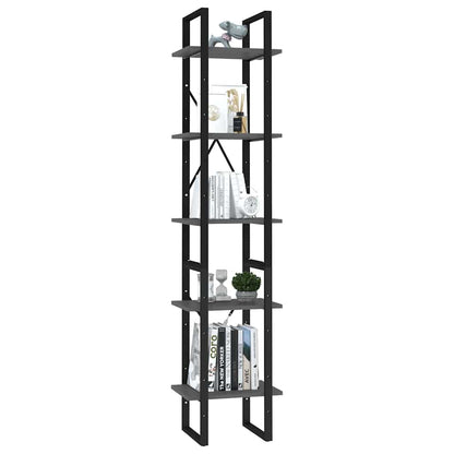 5-Tier Book Cabinet Grey 40x30x175 cm Engineered Wood