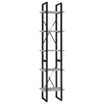 5-Tier Book Cabinet Concrete Grey 40x30x175 cm Engineered Wood