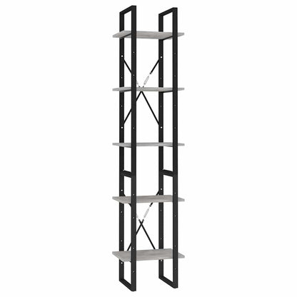 5-Tier Book Cabinet Concrete Grey 40x30x175 cm Engineered Wood