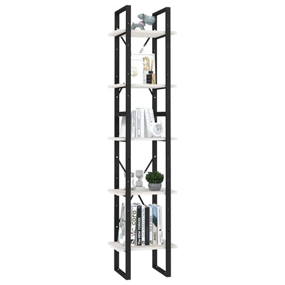 5-Tier Book Cabinet White 40x30x175 cm Solid Wood Pine