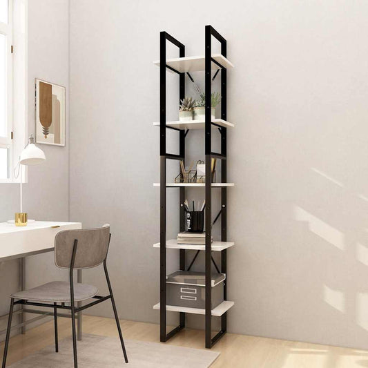 5-Tier Book Cabinet White 40x30x175 cm Solid Wood Pine
