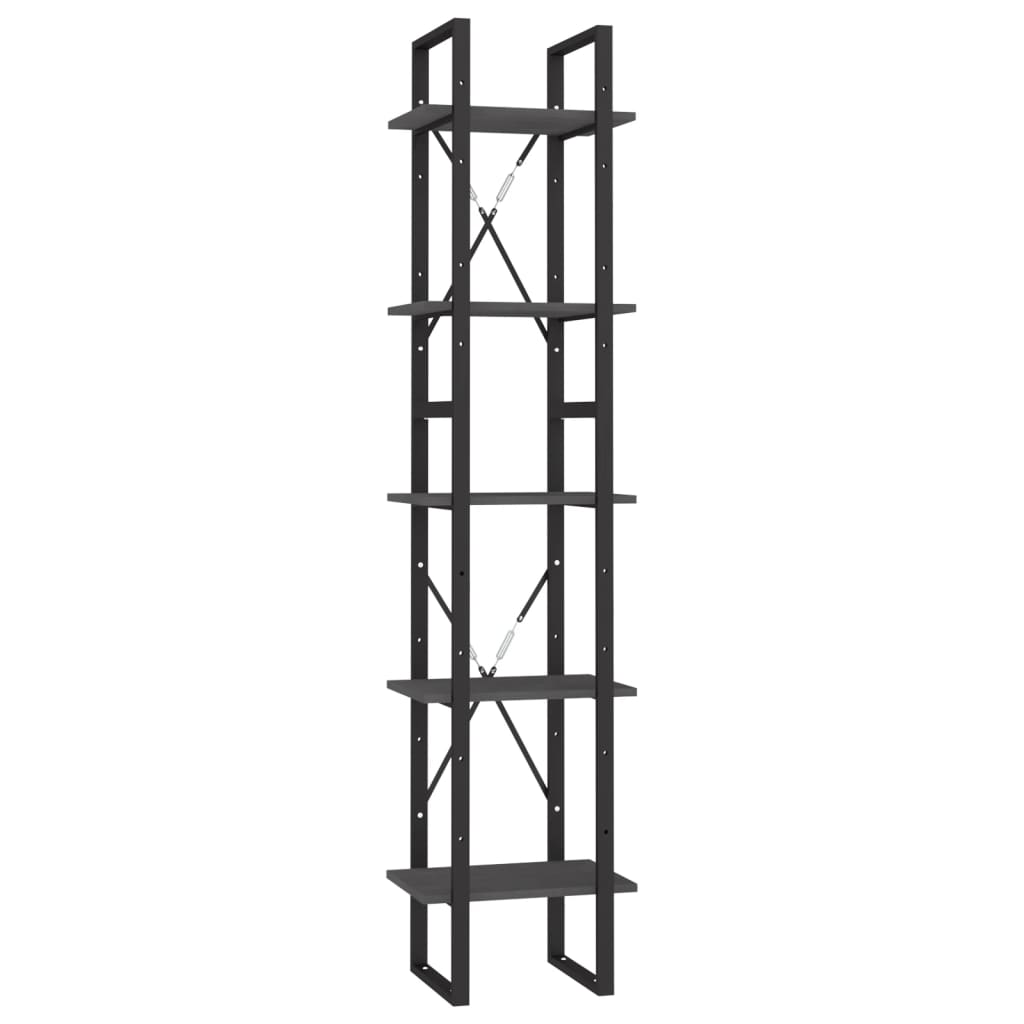 5-Tier Book Cabinet Grey 40x30x175 cm Pinewood
