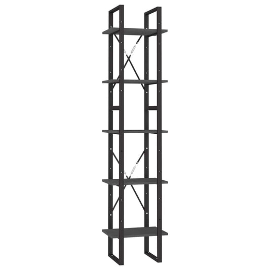 5-Tier Book Cabinet Grey 40x30x175 cm Solid Wood Pine