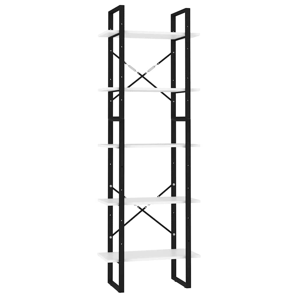 5-Tier Book Cabinet White 60x30x175 cm Engineered Wood
