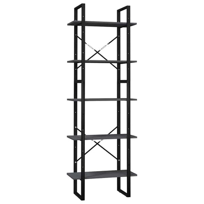 5-Tier Book Cabinet Grey 60x30x175 cm Solid Wood Pine