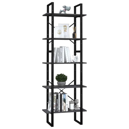5-Tier Book Cabinet Grey 60x30x175 cm Solid Wood Pine