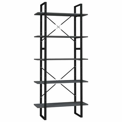 5-Tier Book Cabinet Grey 80x30x175 cm Engineered Wood