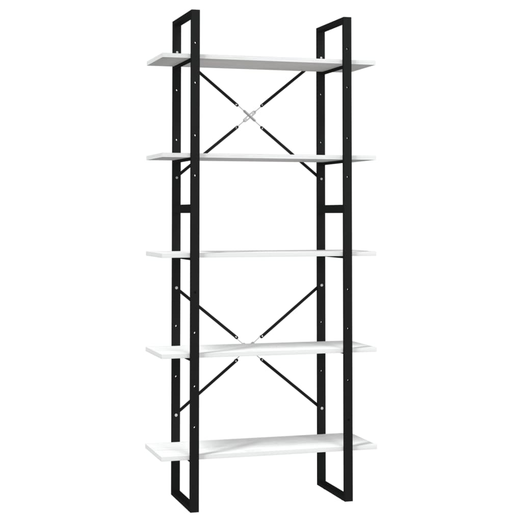 5-Tier Book Cabinet White 80x30x175 cm Solid Wood Pine