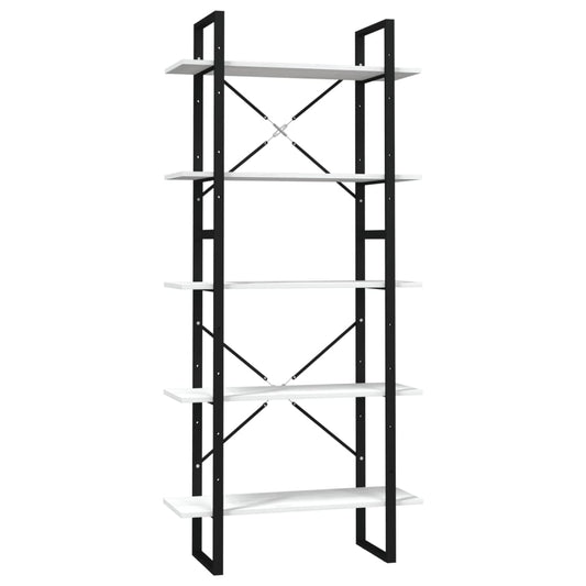 5-Tier Book Cabinet White 80x30x175 cm Solid Wood Pine