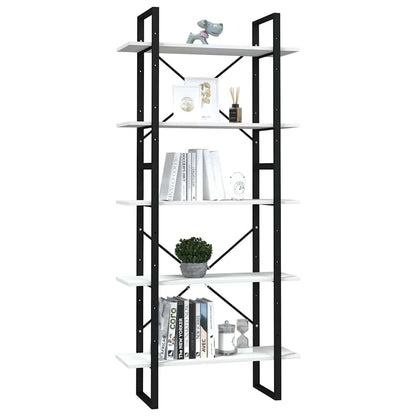 5-Tier Book Cabinet White 80x30x175 cm Solid Wood Pine