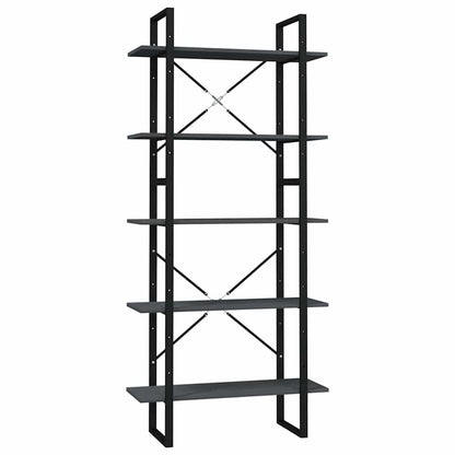 5-Tier Book Cabinet Grey 80x30x175 cm Solid Wood Pine