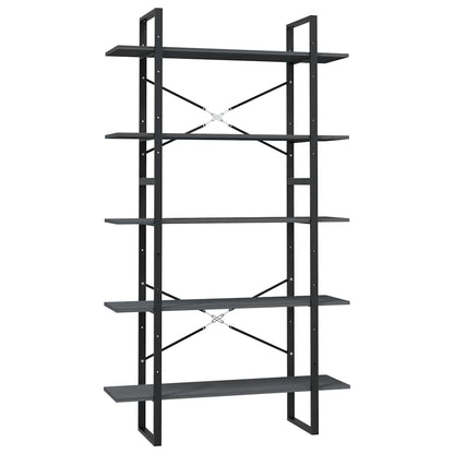 5-Tier Book Cabinet Grey 100x30x175 cm Solid Wood Pine
