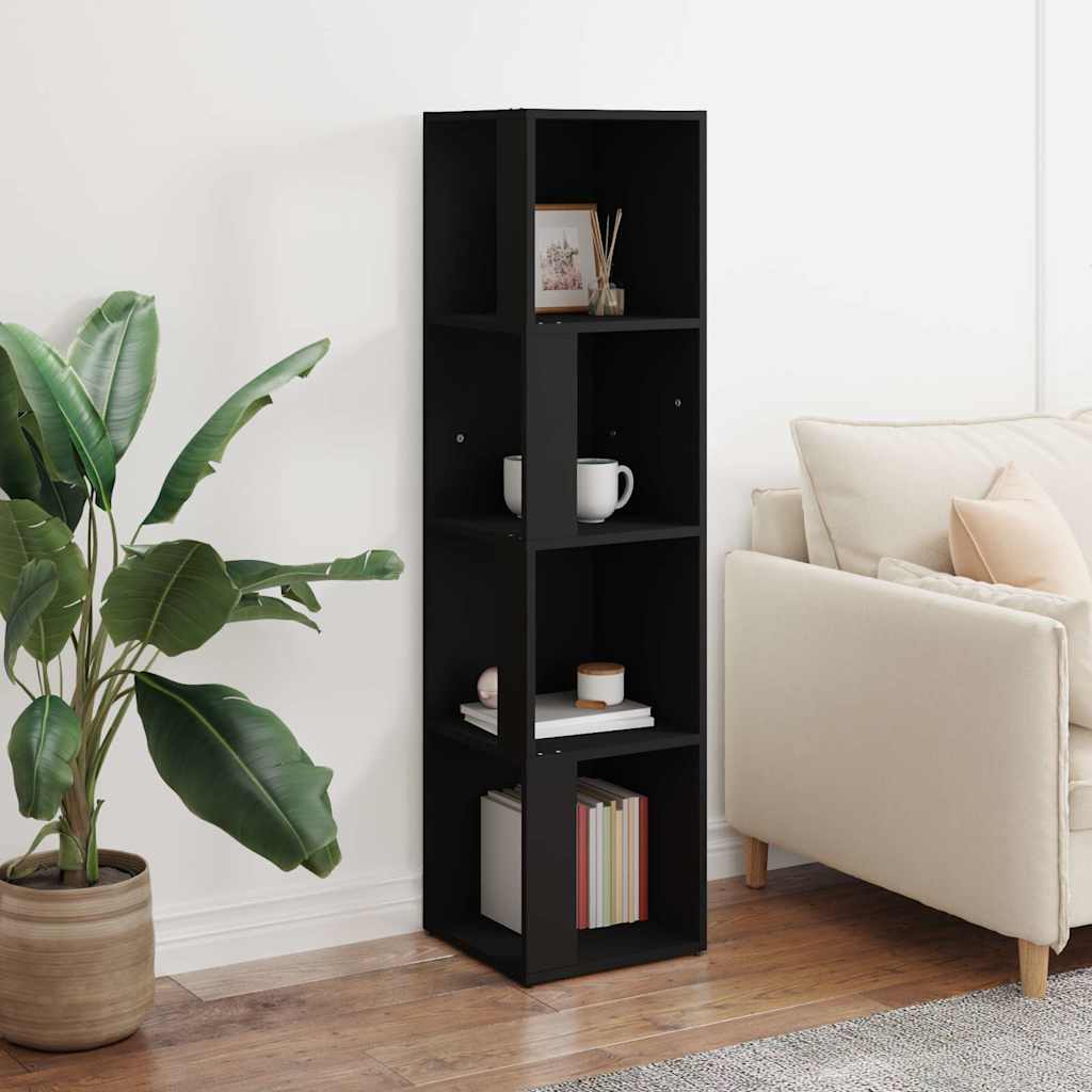 809036 vidaXL Corner Cabinet Black 33x33x132 cm Engineered Wood