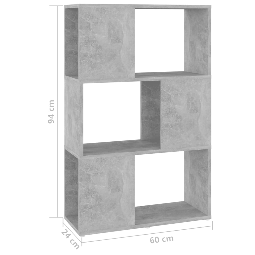 Book Cabinet Room Divider Concrete Grey 60x24x94 cm Engineered Wood