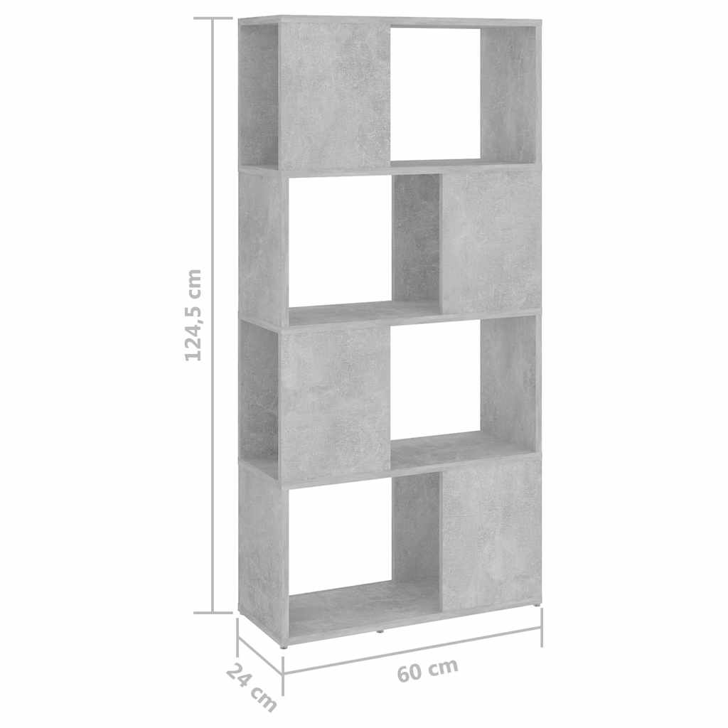 809084 vidaXL Book Cabinet Room Divider Concrete Grey 60x24x124,5 cm