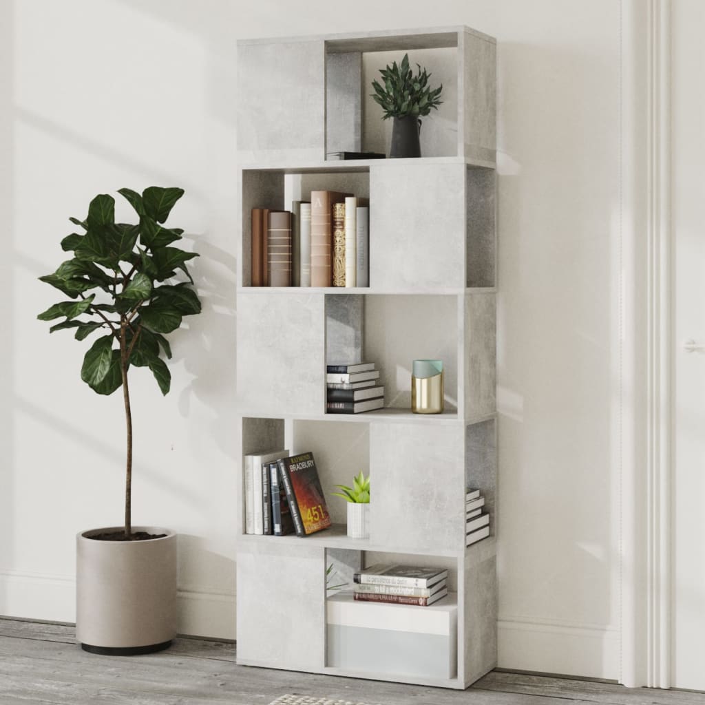 Book Cabinet | Concrete grey | Engineered wood | 155 cm tall