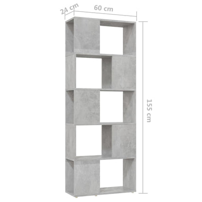 Book Cabinet | Concrete grey | Engineered wood | 155 cm tall