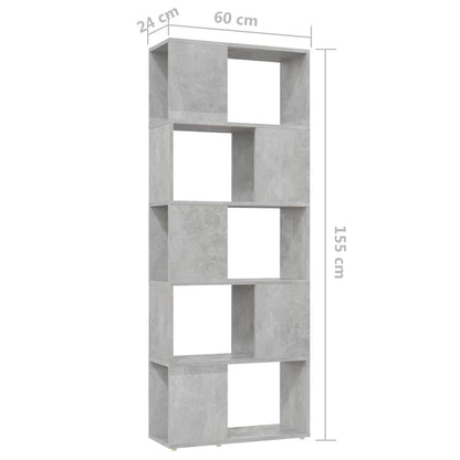809093 vidaXL Book Cabinet Room Divider Concrete Grey 60x24x155 cm