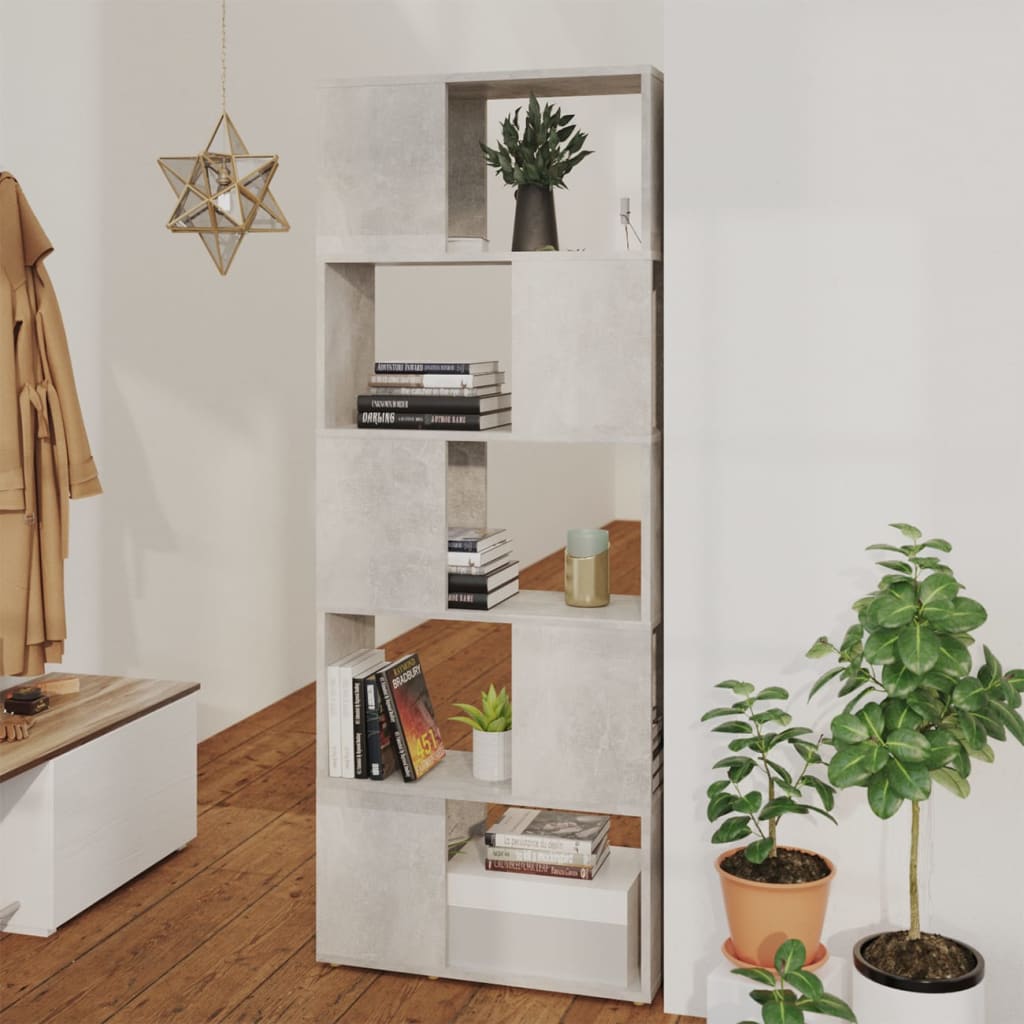 Book Cabinet | Concrete grey | Engineered wood | 155 cm tall