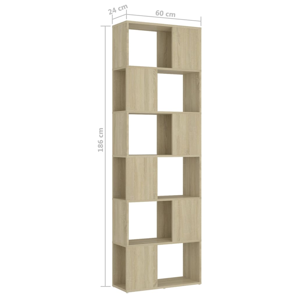 Book Cabinet Room Divider Sonoma Oak 60x24x186 cm Engineered Wood