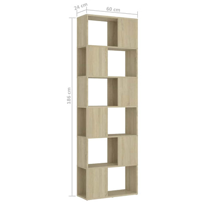 Book Cabinet Room Divider Sonoma Oak 60x24x186 cm