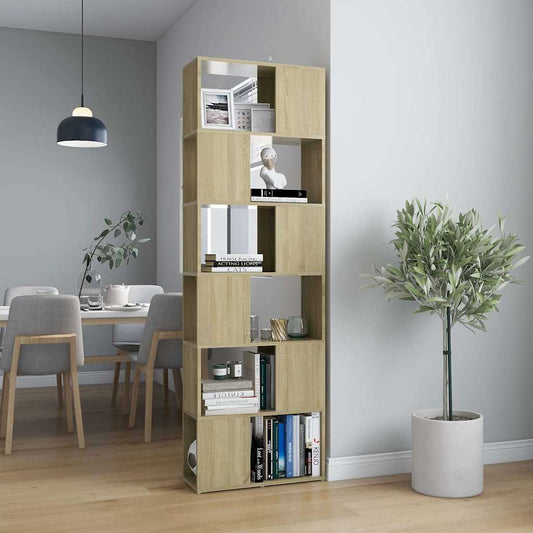 809101 vidaXL Book Cabinet Room Divider Sonoma Oak 60x24x186 cm Engineered Wood