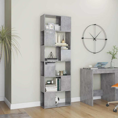 809102 vidaXL Book Cabinet Room Divider Concrete Grey 60x24x186 cm Engineered Wood
