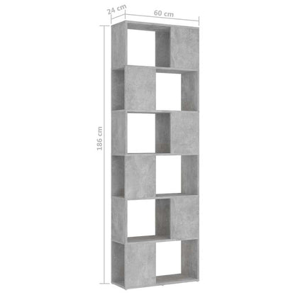 809102 vidaXL Book Cabinet Room Divider Concrete Grey 60x24x186 cm Engineered Wood