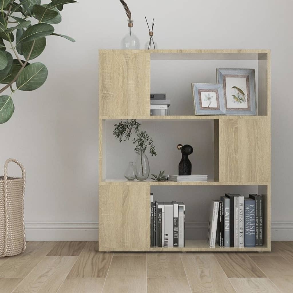 Book Cabinet Room Divider Sonoma Oak 80x24x94 cm Engineered Wood