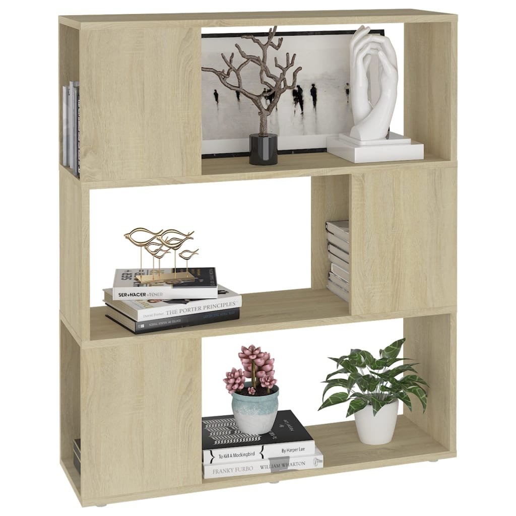 Book Cabinet Room Divider Sonoma Oak 80x24x94 cm Engineered Wood